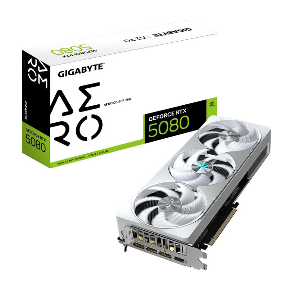 Gigabyte GeForce RTX 5080 AERO OC SFF 16G Grafikkarte - 16 GB GDDR7, 256 Bit, PCI-E 5.0, 2730MHz Core Clock, 3 x DisplayPort, 1 x HDMI, GV-N5080AERO OC-16GD, GeForce RTX 5080, 16 GB, GDDR7, 256 Bit, 7680 x 4320 Pixel, PCI Express 5.0