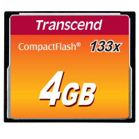 Transcend TS4GCF133, 4 GB, Kompaktflash, MLC, 50 MB/s, 20 MB/s, Schwarz