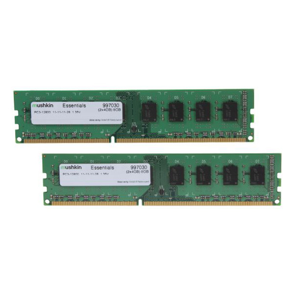 Mushkin DIMM 8GB DDR3 Essentials, 8 GB, 2 x 4 GB, DDR3, 1600 MHz, 240-pin DIMM