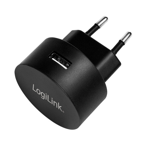 LogiLink USB Steckdosenadapter, 1x USB-Port für Fast Charging, 10,5W, Drinnen, AC, 5 V, Schwarz