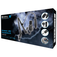 SANDBERG Streamer USB Microphone Kit, Studio-Mikrofon, -27 dB, 30 - 16000 Hz, 24 Bit, 96 kHz, Unidirektional