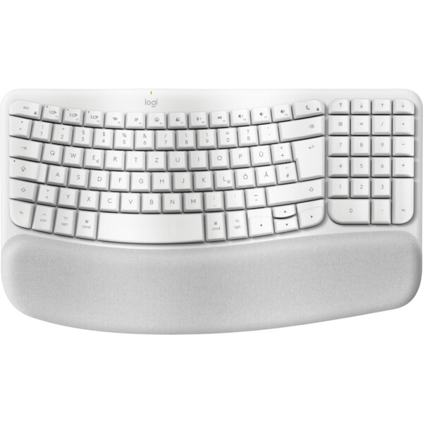 Logitech Wave Keys for Mac, Volle Größe (100%), Kabellos, Bluetooth, Membran Key Switch, QWERTZ, Weiß