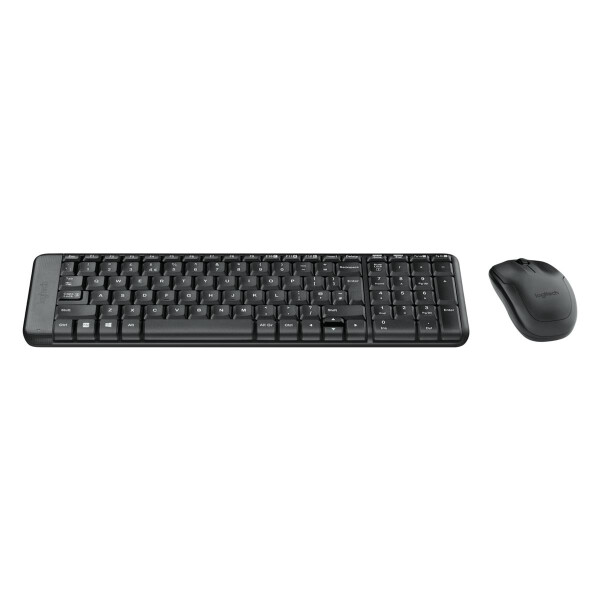 Logitech MK220, Volle Größe (100%), Kabellos, RF Wireless, QWERTY, Schwarz, Maus enthalten