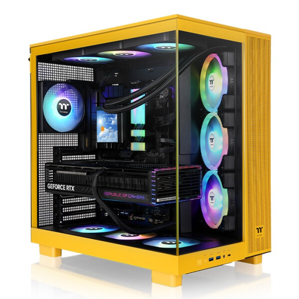 Thermaltake View 380 XL TG ARGB, Midi Tower, PC, Gelb, ATX, micro ATX, Mini-ITX, SPCC, Gehärtetes Glas, Gaming