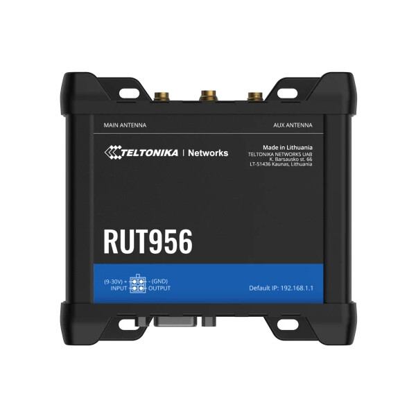 Teltonika RUT956, Router für Mobilfunknetz, Schwarz, Aluminium, Kunststoff, DIN-Schiene, Industriell, Schnelles Ethernet