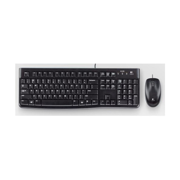 Logitech Desktop MK120, Kabelgebunden, USB, QWERTY, Schwarz, Maus enthalten