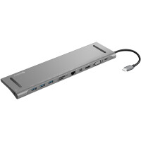 SANDBERG USB-C All-in-1 Docking Station, USB 3.2 Gen 1 (3.1 Gen 1) Type-C, Silber, MMC, MicroSD (TransFlash), SD, SDHC, SDXC, DisplayPort, HDMI, RJ-45, USB 3.2 Gen 1 (3.1 Gen 1) Type-A, USB 3.2 Gen 1 (3.1 Gen 1) Type-C, VGA, RoHS, USB