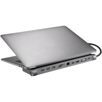 SANDBERG USB-C All-in-1 Docking Station, USB 3.2 Gen 1 (3.1 Gen 1) Type-C, Silber, MMC, MicroSD (TransFlash), SD, SDHC, SDXC, DisplayPort, HDMI, RJ-45, USB 3.2 Gen 1 (3.1 Gen 1) Type-A, USB 3.2 Gen 1 (3.1 Gen 1) Type-C, VGA, RoHS, USB
