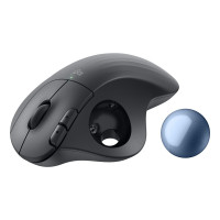 Logitech ERGO M575S, rechts, Trackball, RF Wireless + Bluetooth, 2000 DPI, 11,25 ms, Blau, Graphit