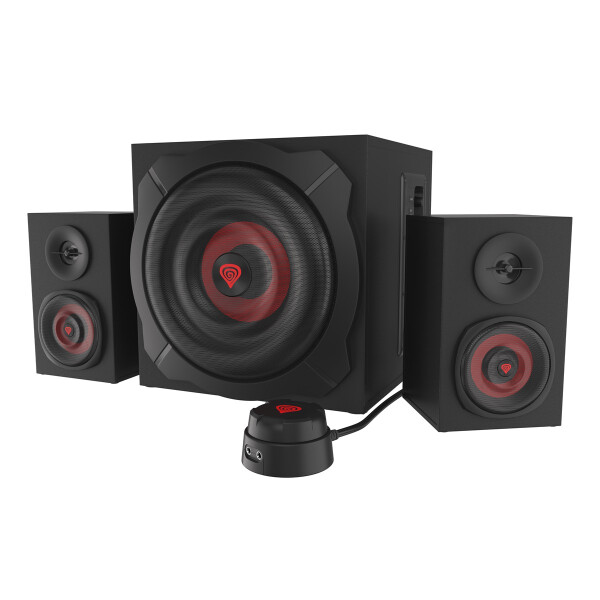 natec GENESIS Helium 610BT, 2.1 Kanäle, 60 W, PC/Laptop, Schwarz, Rot, Holz, Kabelgebunden