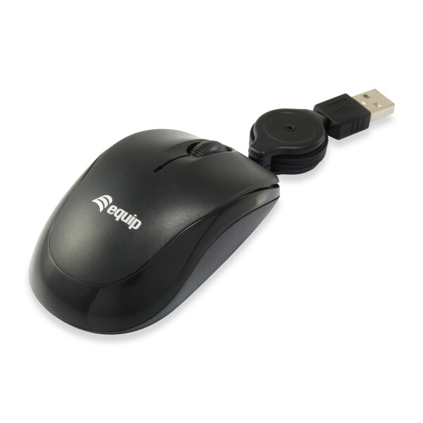 Equip Optische Reisemaus, Beidhändig, Optisch, USB Typ-A, 1000 DPI, Schwarz