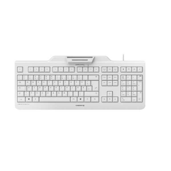 Cherry SECURE BOARD 1.0 Kabelgebundene Chipkarten Tastatur, Hell Grau, USB (QWERTZ - DE), Volle Größe (100%), Kabelgebunden, USB, Mechanischer Switch, QWERTZ, Grau