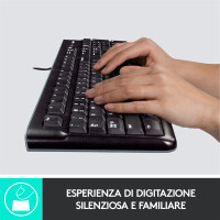 Logitech MK120, Kabelgebunden, USB, QWERTY, Schwarz, Maus enthalten