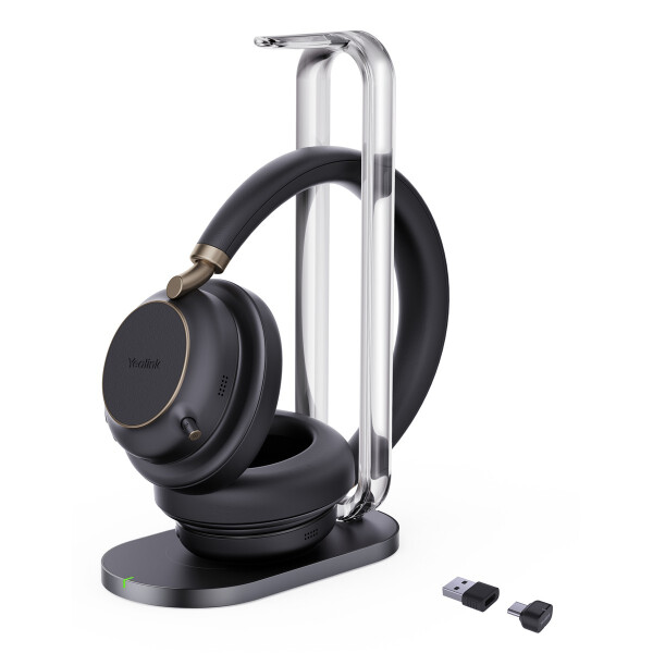 Yealink BH76 Plus mit Ladestation UC Schwarzes USB-C/A-Headset, Kabellos, Anrufe/Musik, 297 g, Kopfhörer, Schwarz