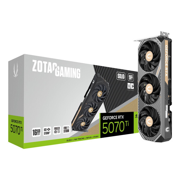 ZOTAC GAMING GeForce RTX 5070 Ti SOLID SFF OC, GeForce RTX 5070 Ti, 16 GB, GDDR7, 256 Bit, 7680 x 4320 Pixel, PCI Express x16 5.0