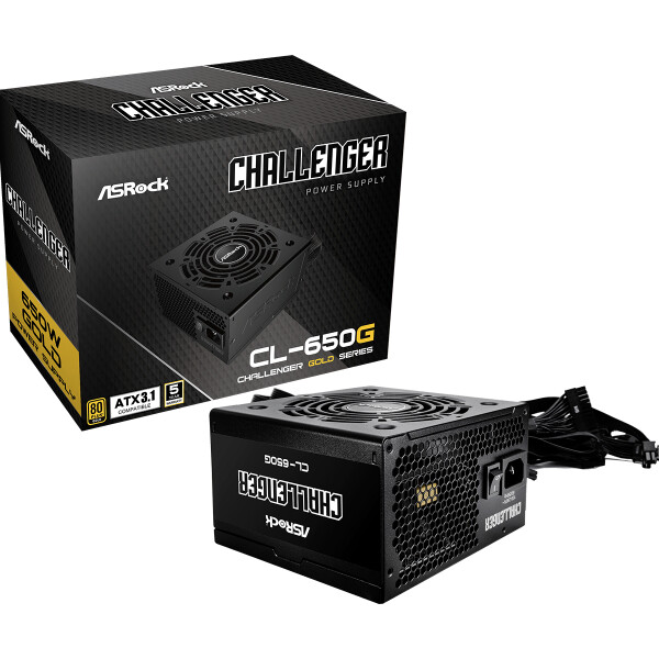 ASRock CL-650G Challenger, 650 W, 20+4 pin ATX, PC, ATX, 80 PLUS Gold, 100000 h