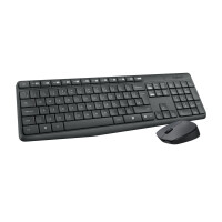 Logitech MK235, Volle Größe (100%), Kabellos, USB, AZERTY, Grau, Maus enthalten