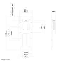 Neomounts FPMA-LIFT100 Höhenverstellbarer VESA-Adapter - universal, Schwarz, Stahl, 8 kg, 75 x 75,100 x 100 mm, 68,6 cm (27"), 0 - 177 mm