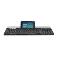 Logitech K780, Volle Größe (100%), Kabellos, RF Wireless + Bluetooth, QWERTY, Grau, Weiß