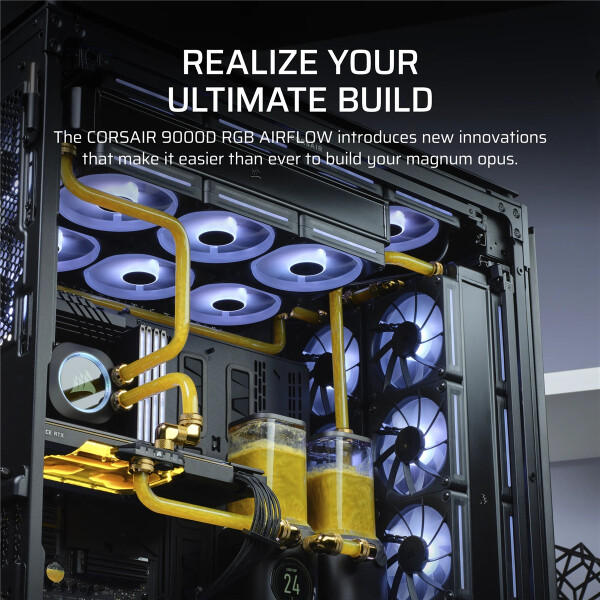 Corsair 9000D RGB AIRFLOW, Full Tower, PC, Schwarz, ATX, Edelstahl, Gehärtetes Glas, 18 cm