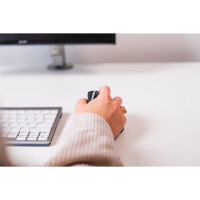 Bakker Oyster Mouse Wireless, Beidhändig, Vertikale Ausführung, Laser, USB Typ-A, 1200 DPI, Schwarz, Silber