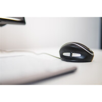Bakker Oyster Mouse Wireless, Beidhändig, Vertikale Ausführung, Laser, USB Typ-A, 1200 DPI, Schwarz, Silber