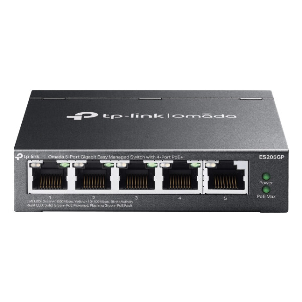 TP-LINK Omada ES205G, Managed, Gigabit Ethernet (10/100/1000), Power over Ethernet (PoE), Wandmontage