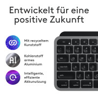 Logitech MX Keys S Combo for Mac, Kabellos, RF Wireless + Bluetooth, Scherenschalter, QWERTZ, LED, Aluminium, Schwarz
