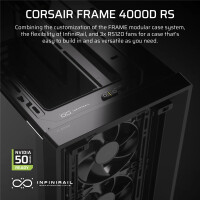 Corsair FRAME 4000D RS, Midi Tower, PC, Schwarz, ATX, EATX, micro ATX, Mini-ITX, Kunststoff, Stahl, Gehärtetes Glas, Gaming
