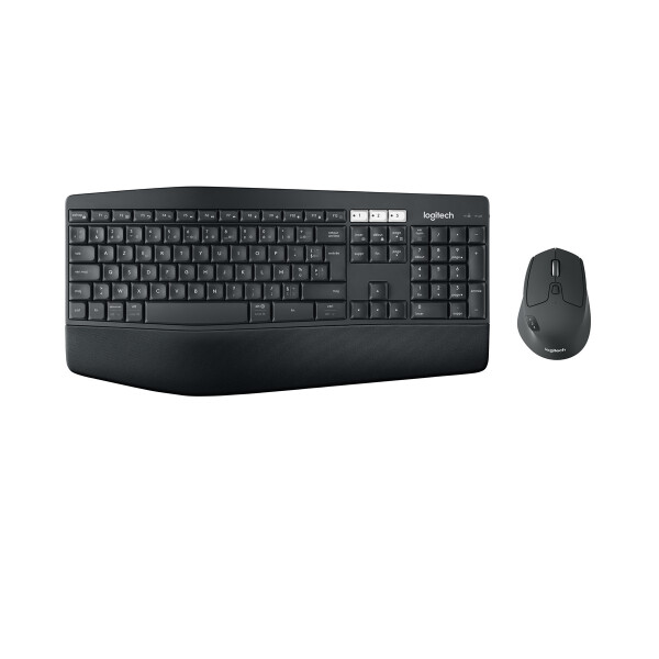 Logitech 920-008225, Volle Größe (100%), Kabellos, RF Wireless + Bluetooth, AZERTY, Schwarz, Maus enthalten