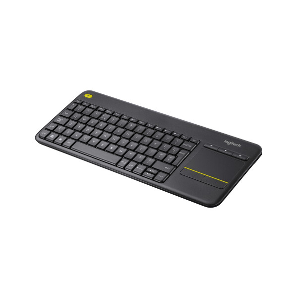 Logitech K400 Plus, Mini, Kabellos, RF Wireless, AZERTY, Schwarz