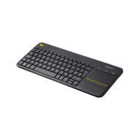 Logitech K400 Plus, Mini, Kabellos, RF Wireless, AZERTY, Schwarz