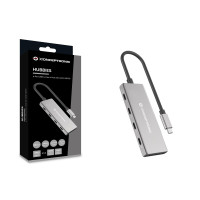Conceptronic HUBBIES16G, USB 3.2 Gen 2 (3.1 Gen 2) Type-C, USB 3.2 Gen 2 (3.1 Gen 2) Type-C, 10000 Mbit/s, Grau, Aluminium, 100 W