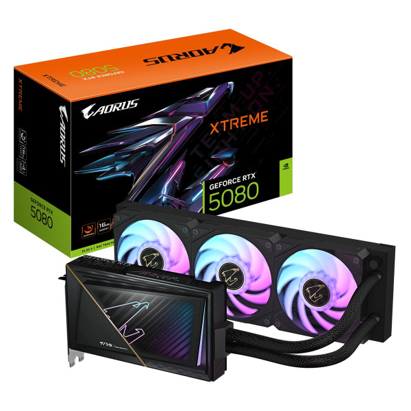Gigabyte AORUS GeForce RTX 5080 XTREME WATERFORCE 16G Grafikkarte - 16GB GDDR7, 256 Bit, PCI-E 5.0, 2805MHz Core Clock, 3 x DP 2.1a, 1 x HDMI 2.1b, NVIDIA DLSS 4, GV-N5080AORUSX W-16GD, GeForce RTX 5080, 16 GB, GDDR7, 256 Bit, 7680 x 4320 Pixel, PCI Expre