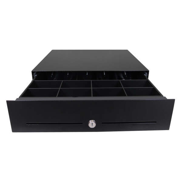 APG Cash Drawer E3000, Manuelle Kassenlade, Metall, Schwarz, 12 - 24 V, 446 mm, 410 mm