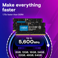 Crucial CT64G56C46S5, 64 GB, 1 x 64 GB, DDR5, 5600 MHz, 262-pin SO-DIMM