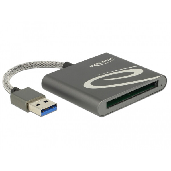 Delock 91525, XQD, Grau, 480 Mbit/s, Aluminium, USB 3.2 Gen 1 (3.1 Gen 1), 50,7 mm