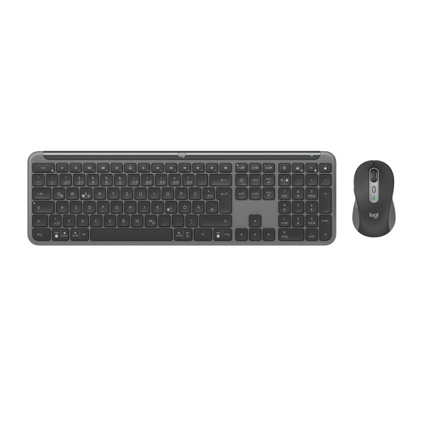 Logitech Signature Slim Combo MK950, Kabellos, RF Wireless + Bluetooth, Scherenschalter, QWERTZ, Graphit, Maus enthalten