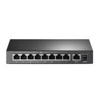 TP-LINK TL-SF1009P, Unmanaged, Fast Ethernet (10/100), Vollduplex, Power over Ethernet (PoE), Wandmontage