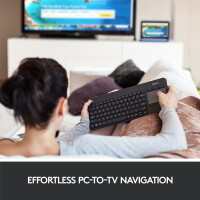 Logitech K400 Plus, Volle Größe (100%), Kabellos, RF Wireless, QWERTZ, Schwarz