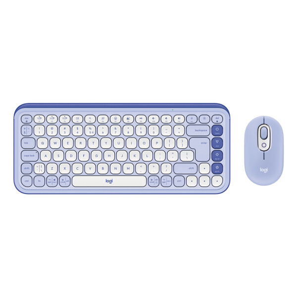 Logitech POP ICON COMBO, Kabellos, Bluetooth, Scherenschalter, QWERTY, Lila, Weiß, Maus enthalten