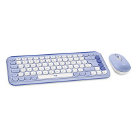 Logitech POP ICON COMBO, Kabellos, Bluetooth, Scherenschalter, QWERTY, Lila, Weiß, Maus enthalten