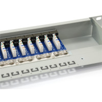 Equip 16-Port Cat.6 Geschirmtes Patch Panel, Hellgrau, RJ-45, Gold, Cat6, Grau, Rackeinbau, 1U