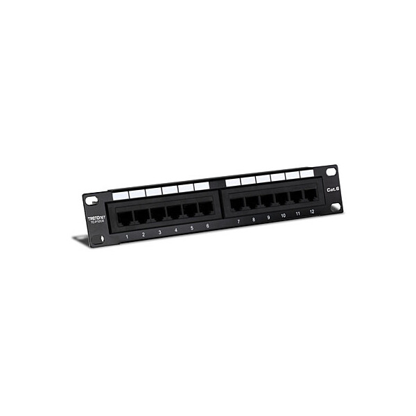 TRENDnet TC-P12C6, 10/100/1000Base-T(X), Gigabit Ethernet, RJ-45, Cat6, Schwarz, CE, FCC