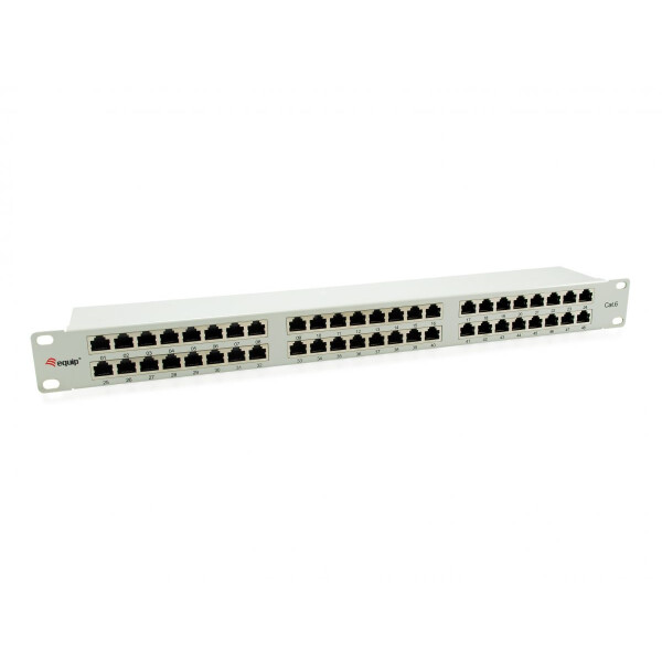 Equip 48-Port Cat.6 Geschirmtes Patch Panel, Hellgrau, 10/100/1000Base-T(X), Schnelles Ethernet, Gigabit Ethernet, 1000 Mbit/s, RJ-45, Cat6, Grau