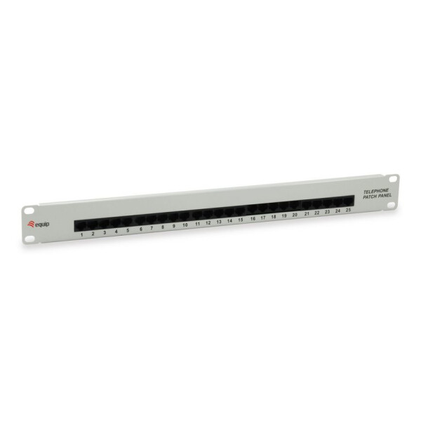 Equip 25-Port Cat.3 RJ45 ISDN Patch Panel, hellgrau, RJ-45, Cat3, Grau, Metall, Rackeinbau, 1U