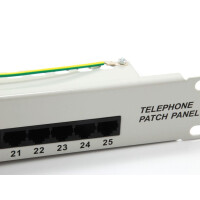 Equip 25-Port Cat.3 RJ45 ISDN Patch Panel, hellgrau, RJ-45, Cat3, Grau, Metall, Rackeinbau, 1U
