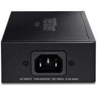TRENDnet TPE-319GI 10G PoE++ Injector, 10 Gigabit Ethernet, 1000/10000, IEEE 802.3, IEEE 802.3ab, IEEE 802.3af, IEEE 802.3an, IEEE 802.3bt, IEEE 802.3bz, IEEE 802.3u, Schwarz, 0,7 W, 90 W