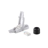 Equip Cat.6A Werkzeuglose RJ45-Stecker, 5 Stück/Set, RJ-45, Schwarz, Weiß, Männlich, Gerade, Polycarbonat (PC), Cat6a