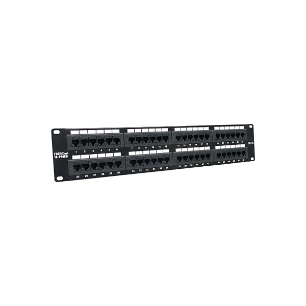 TRENDnet 48-port Cat6 Unshielded Patch Panel, 10/100/1000Base-T(X), Cat3, Cat4, Cat5, Cat6, ANSI/EIA/TIA 568-B.2-1, UL E157358, ISO/IEC 11801